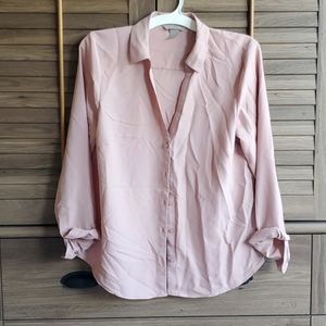 Blush H&M Button Up Dress Blouse